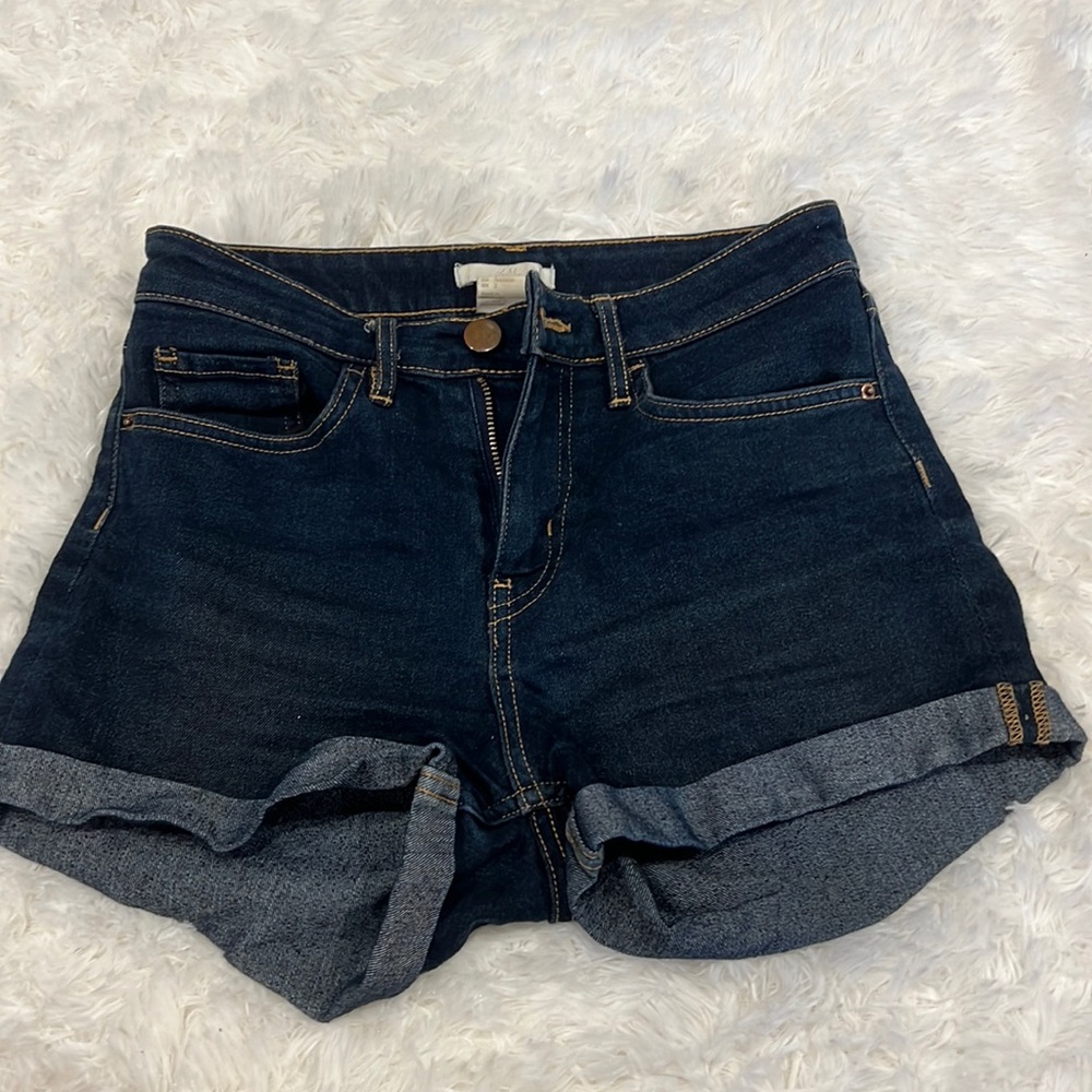 H&M dark wash shorts, no rips